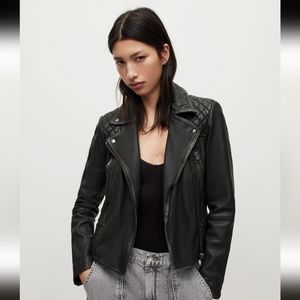 All Saints Cargo Leather Biker Jacket size 4